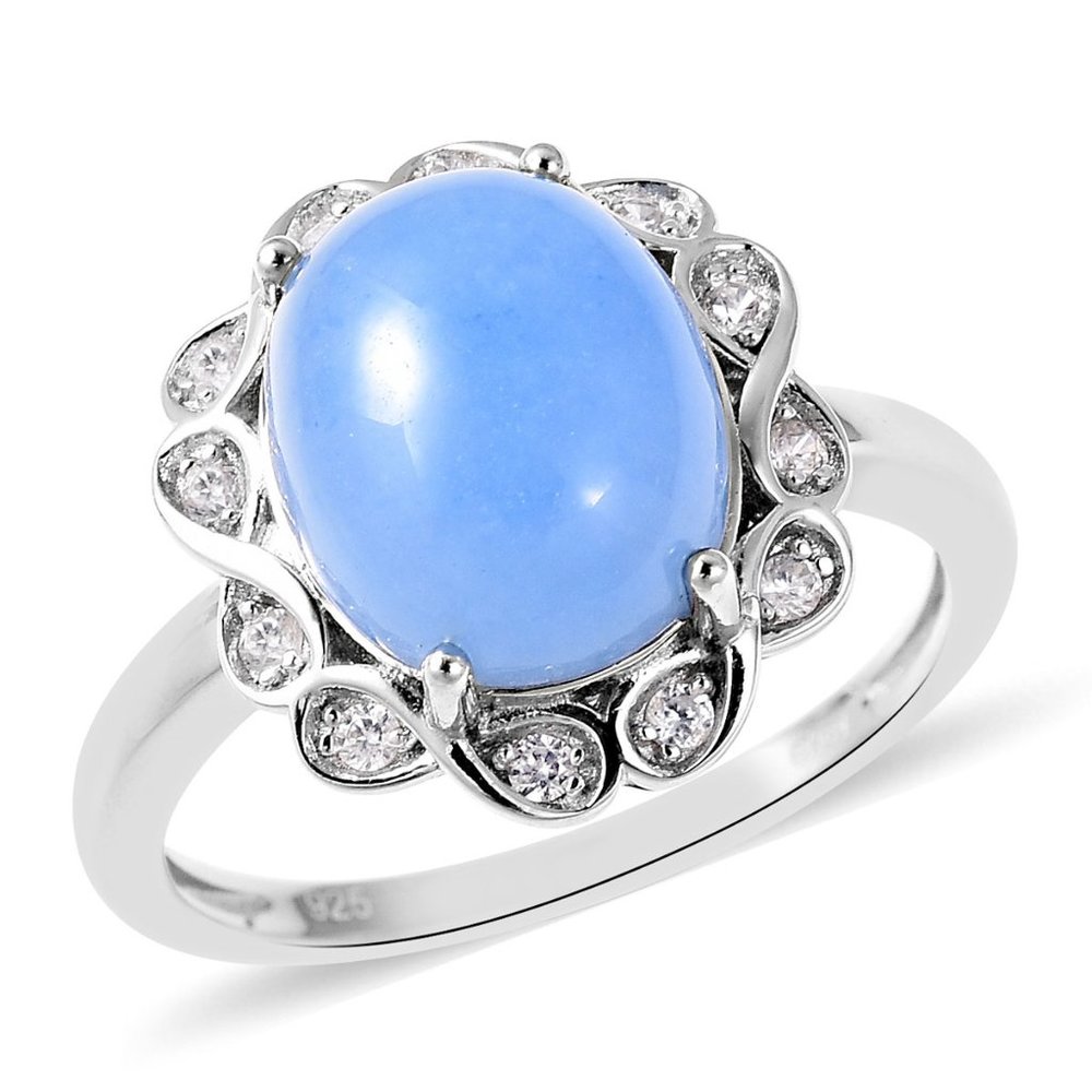 NEW6.30 ctw Burmese Blue Jade Natural White Zircon